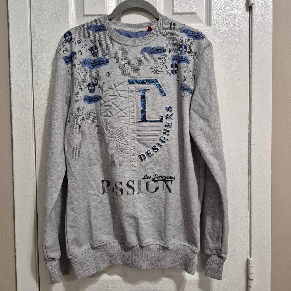 Men's Les Designers Gray & Blue‎ Graphic Sweatshirt M